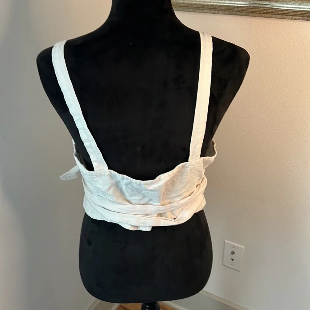 Free People Endless Summer Little‎ tied up ivory cotton top blouse Sz L